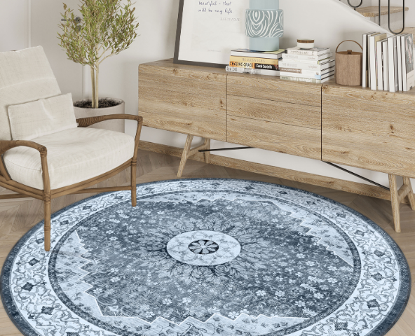 180x180 round rugs are perfect for defining seating areas or adding softness to open spaces.