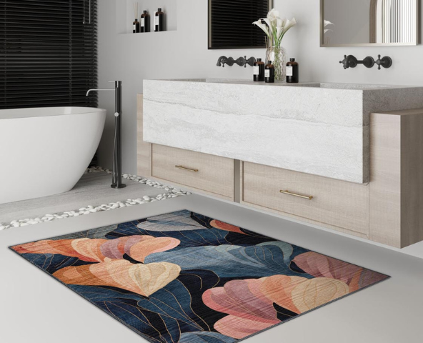 Bath mats offer softness and safety underfoot.