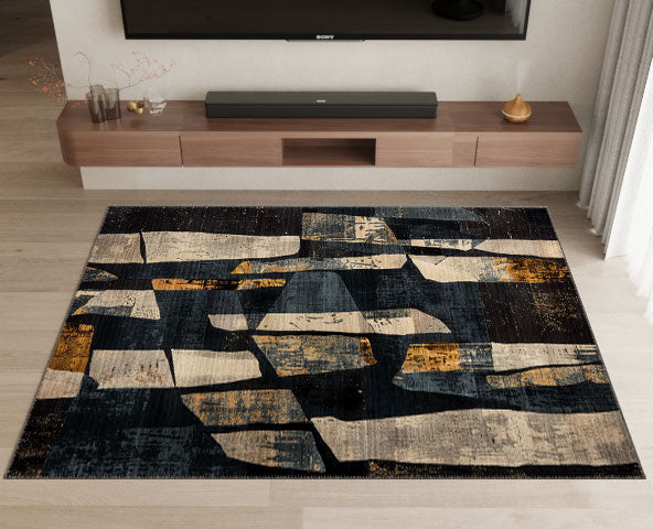 Square rugs create a sense of symmetry