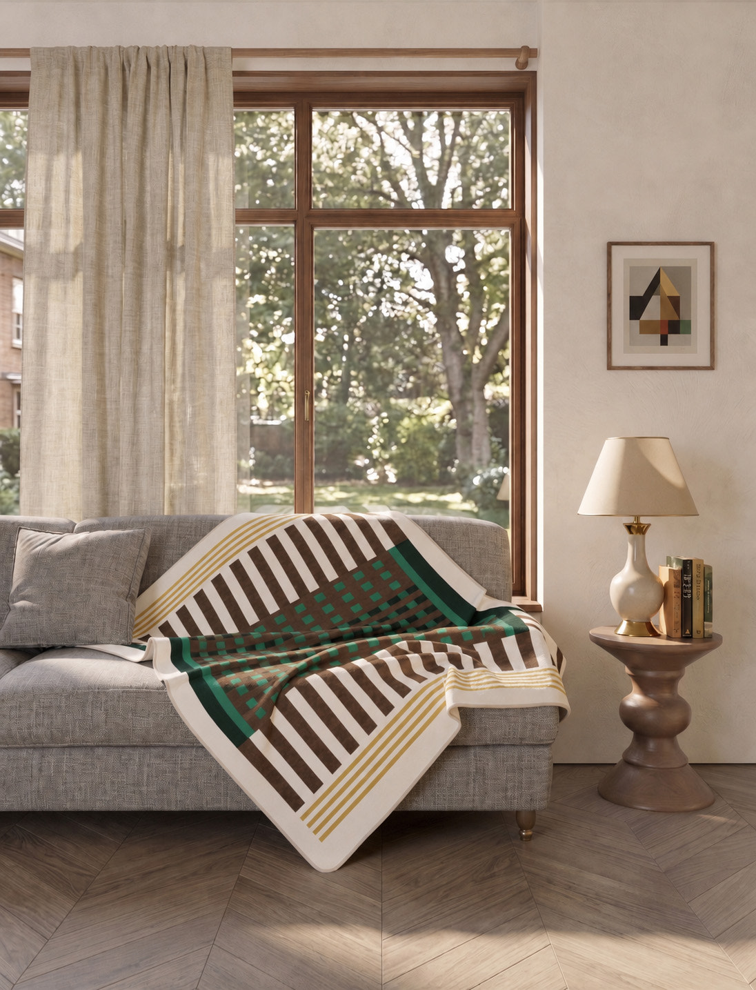 Quillon Green Checkered Blanket