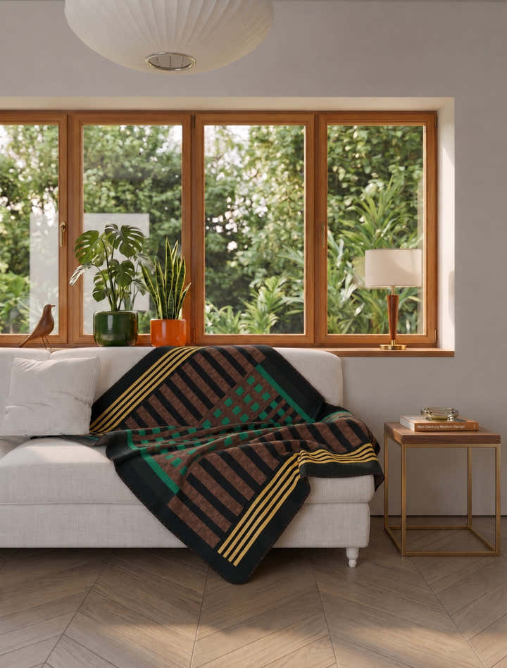 Quillon Black Green Checkered Blanket