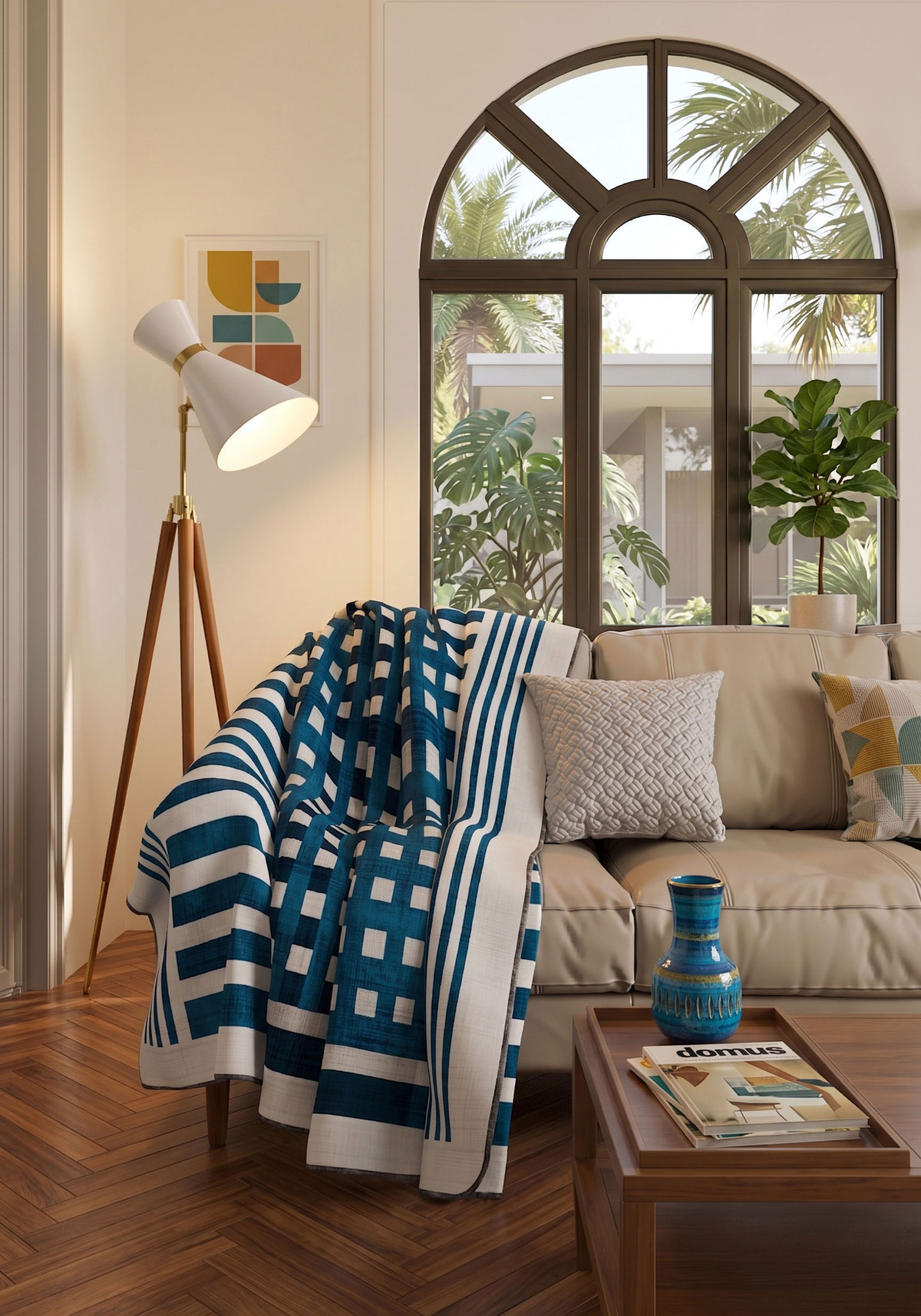 Quillon Blue Checkered Blanket