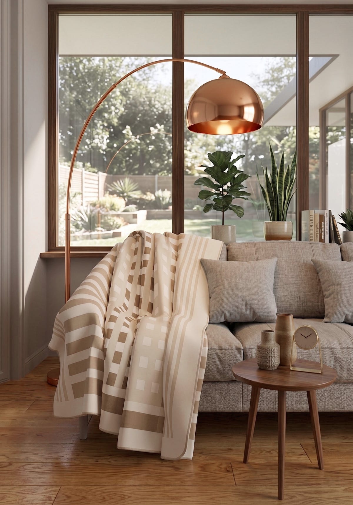 Quillon Cream Striped Blanket