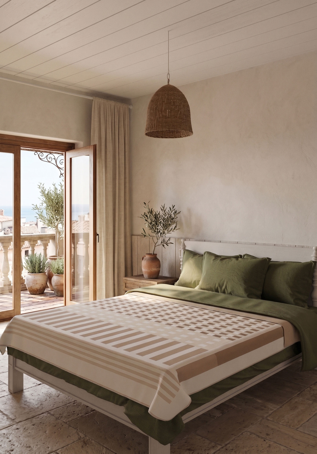 Quillon Cream Striped Blanket