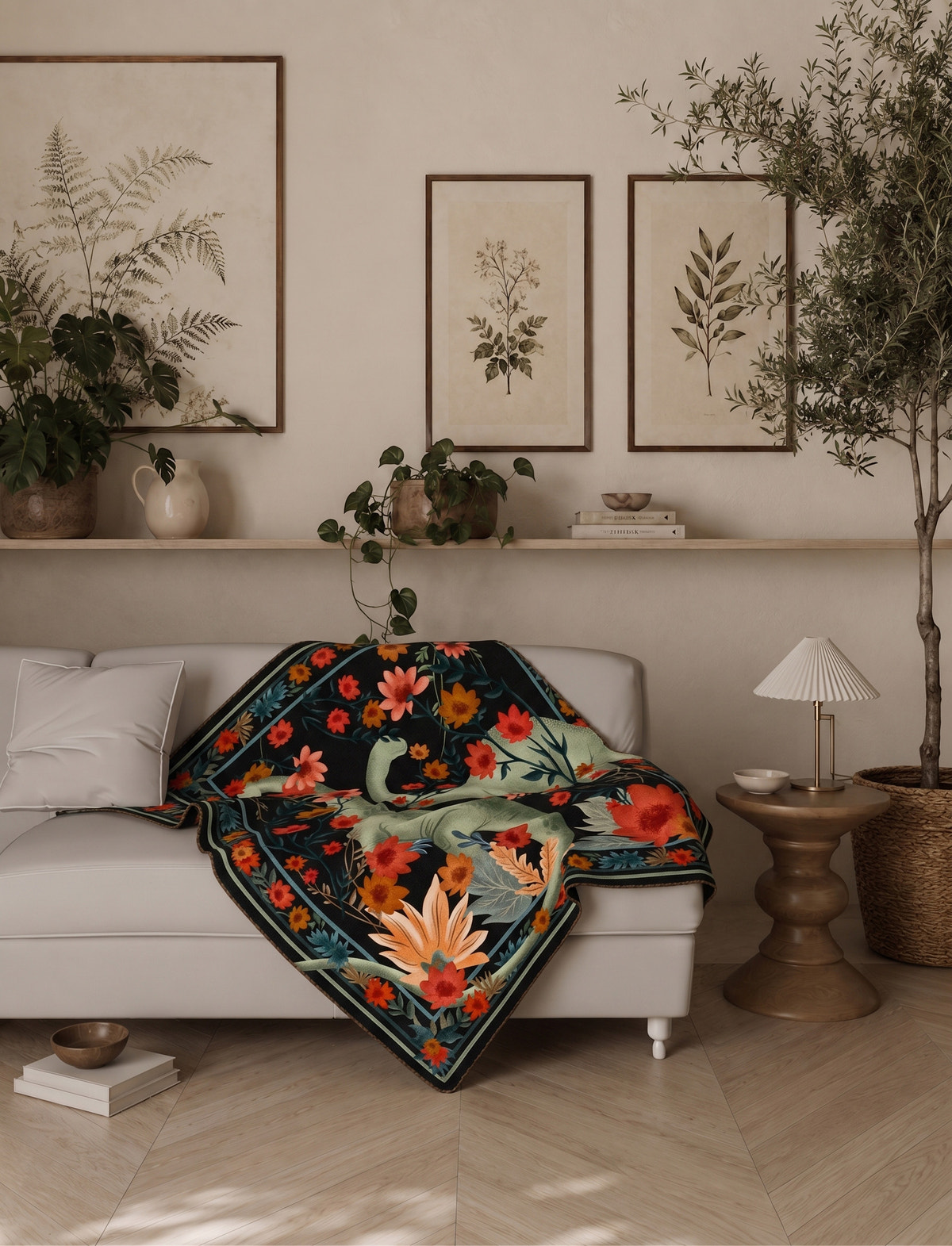 Nola Floral Dinosaur Blanket