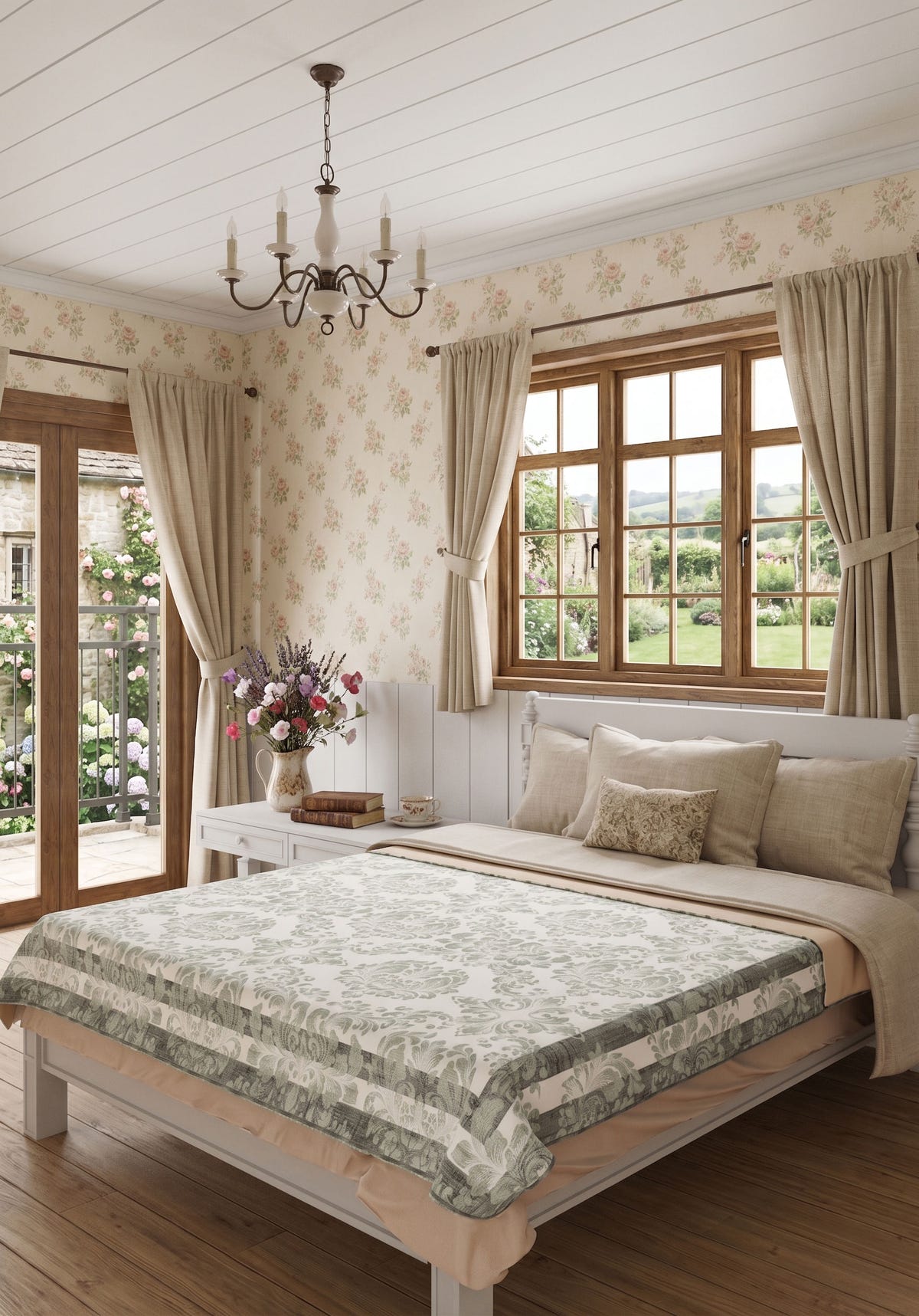 Liliane Green Floral Blanket