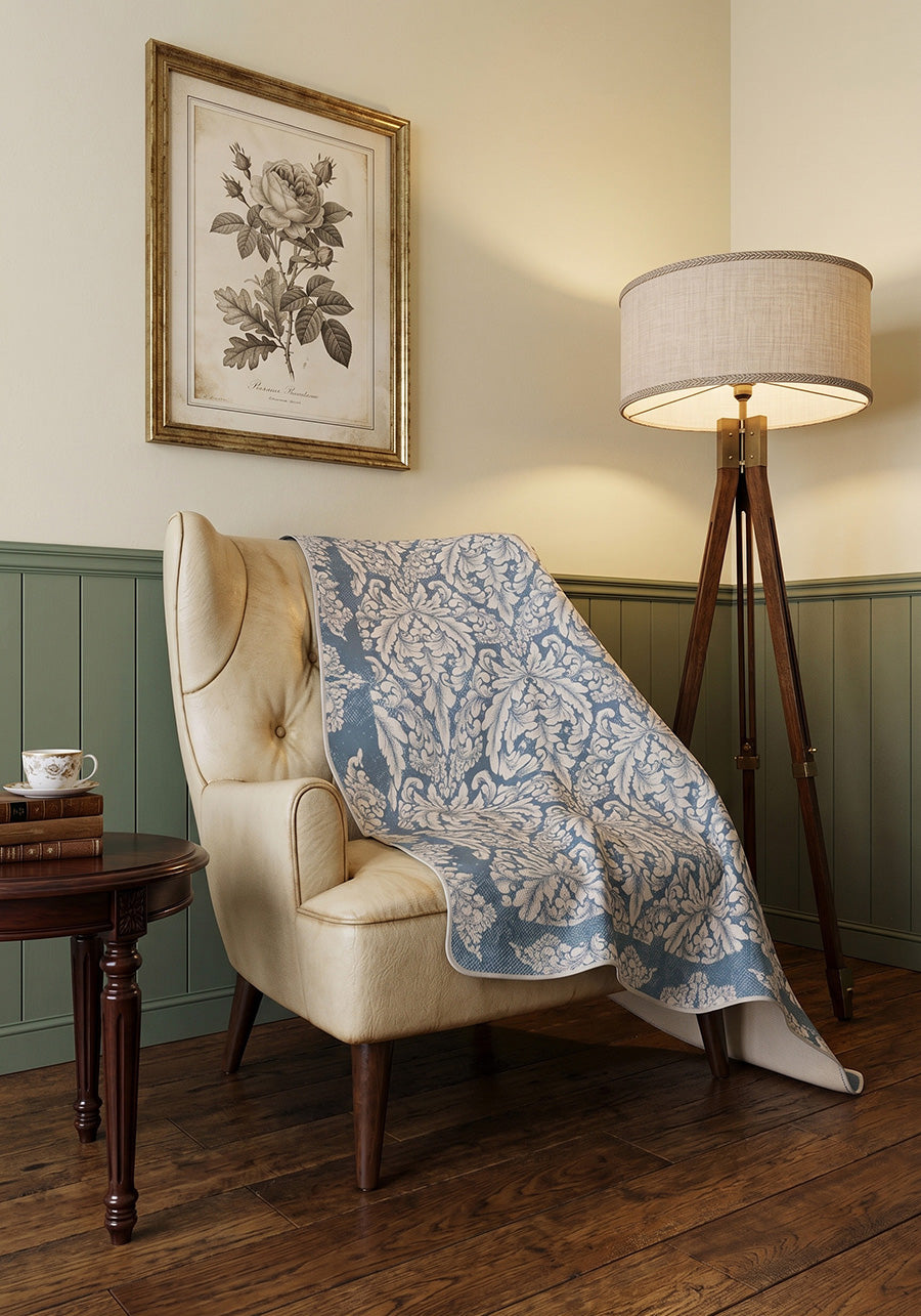 Odessa Cream Blue Blanket Throw