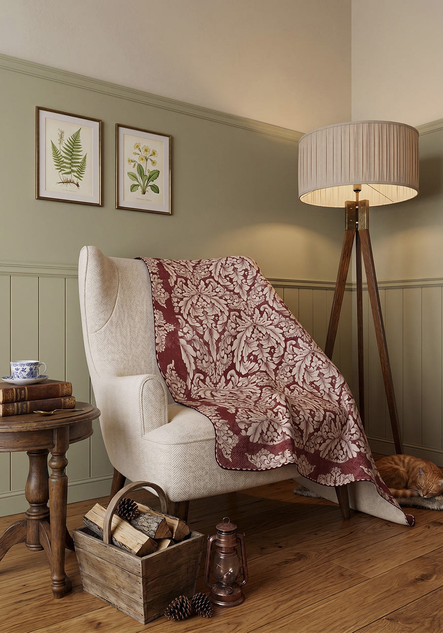 Odessa Terracotta Damask Blanket
