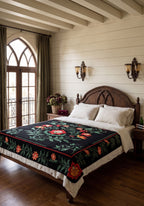 Amara Black Floral Blanket