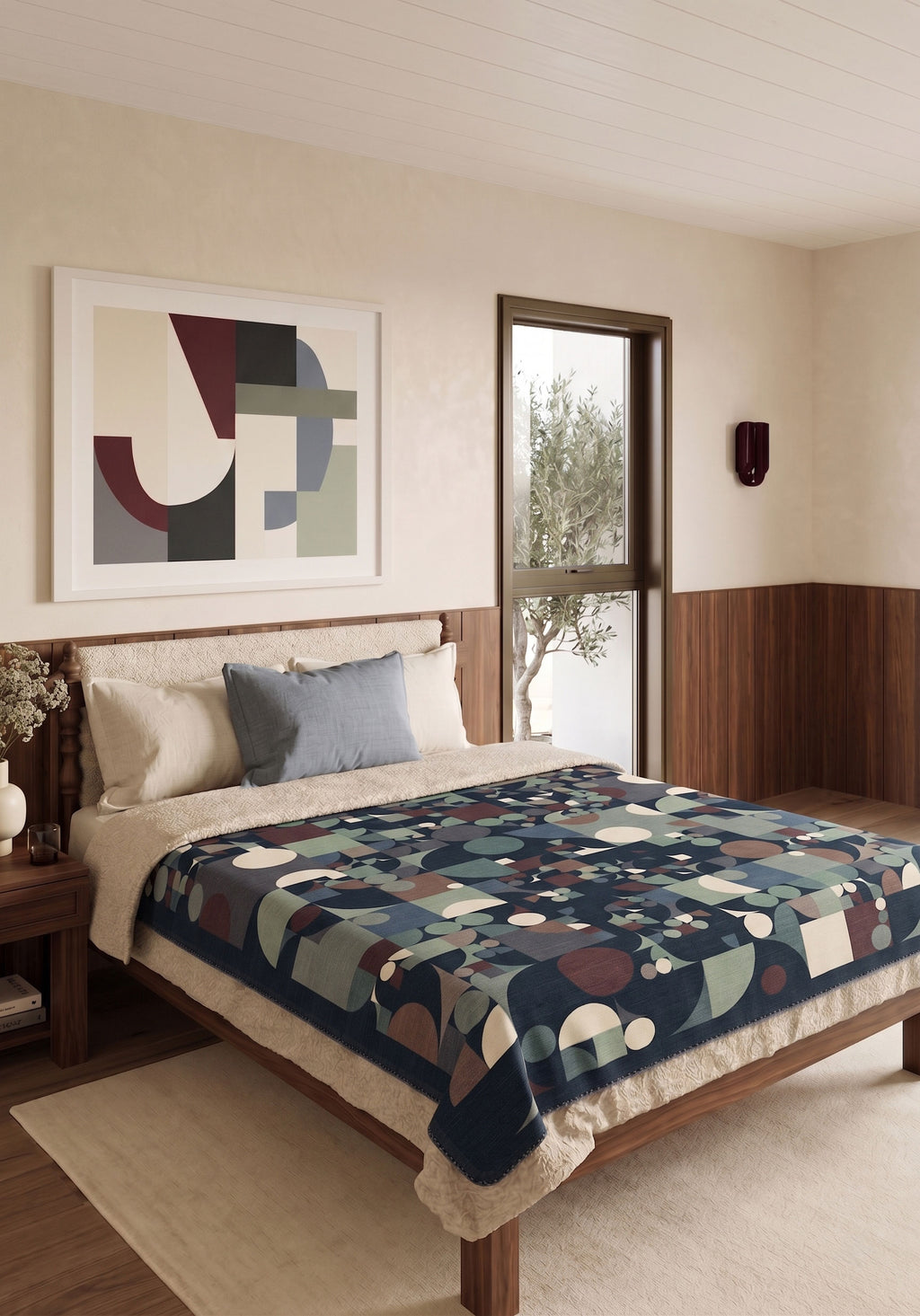 Leandro Geometric Teal Blanket