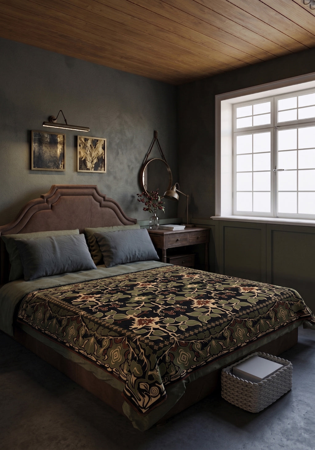 Sylvara Black Green Vintage Blanket