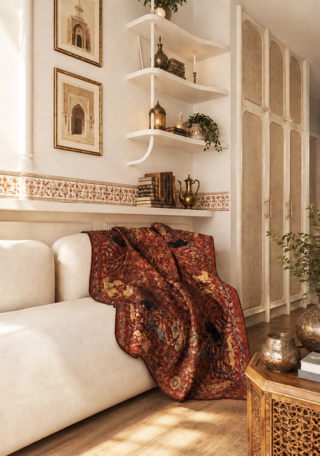 Rostam Terracotta Tapestry Blanket