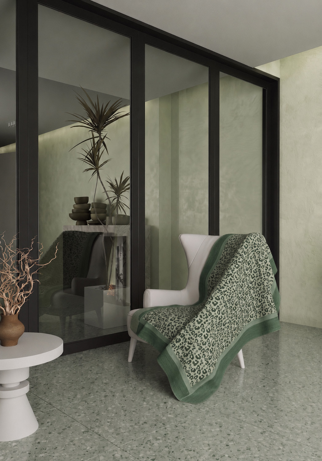 Zafira Green Animal Print Blanket