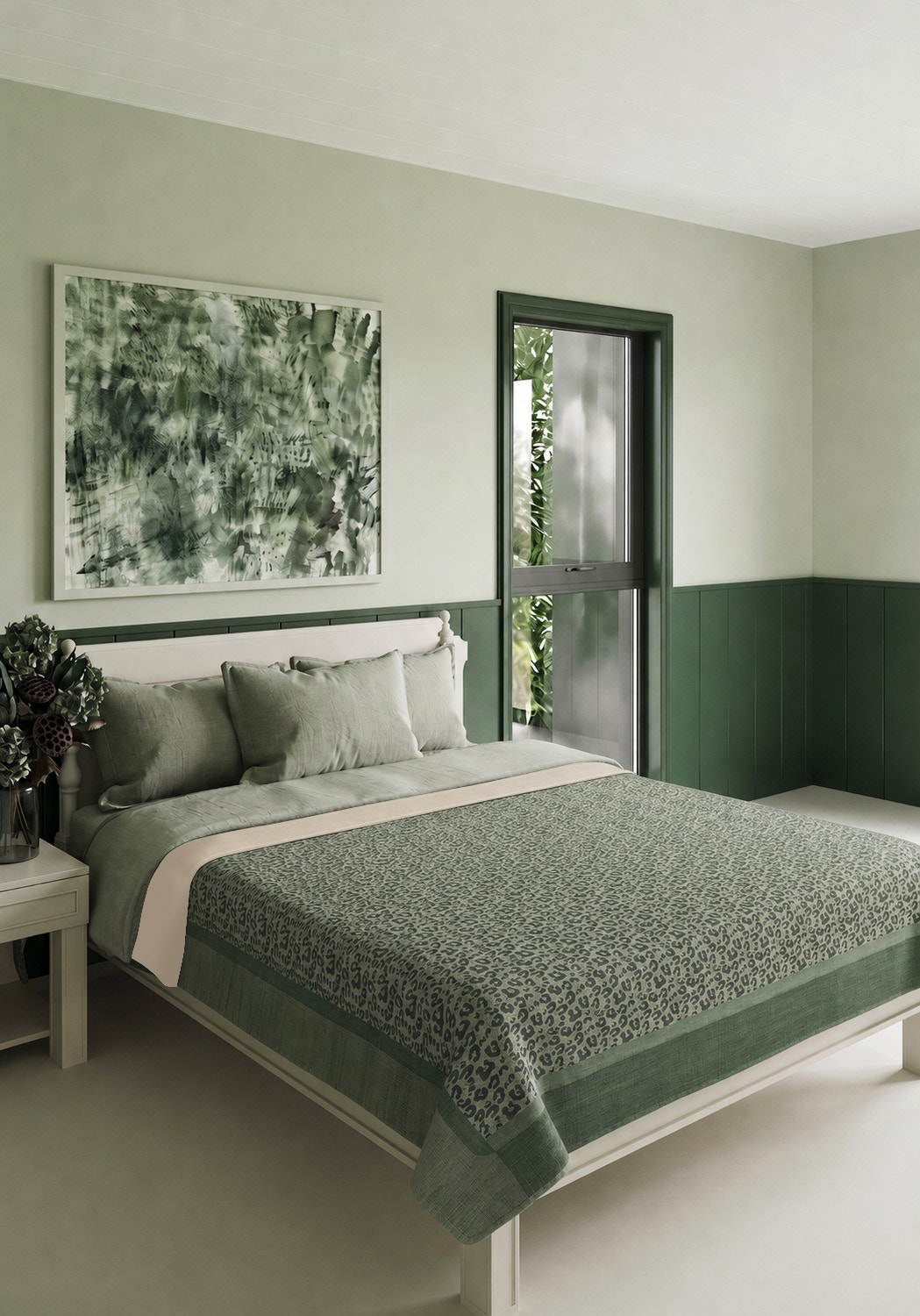 Zafira Green Animal Print Blanket