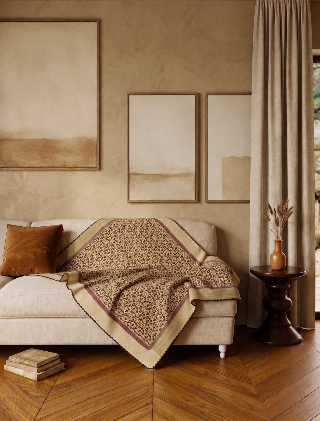 Zafira Beige Leopard Blanket