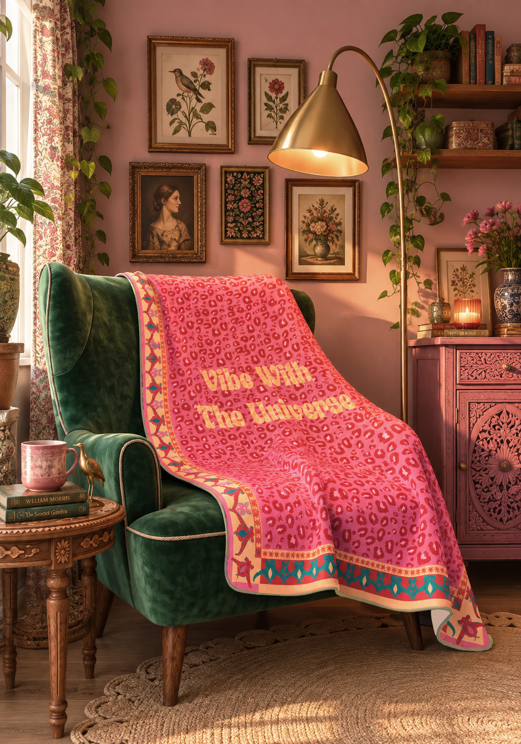 Vibe With The Universe Pink Blanket