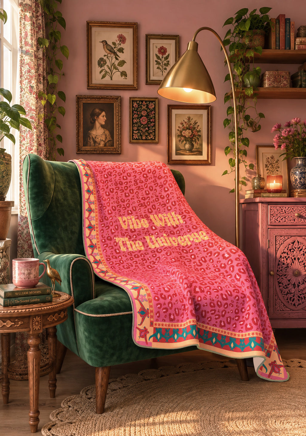 Vibe With The Universe Pink Blanket