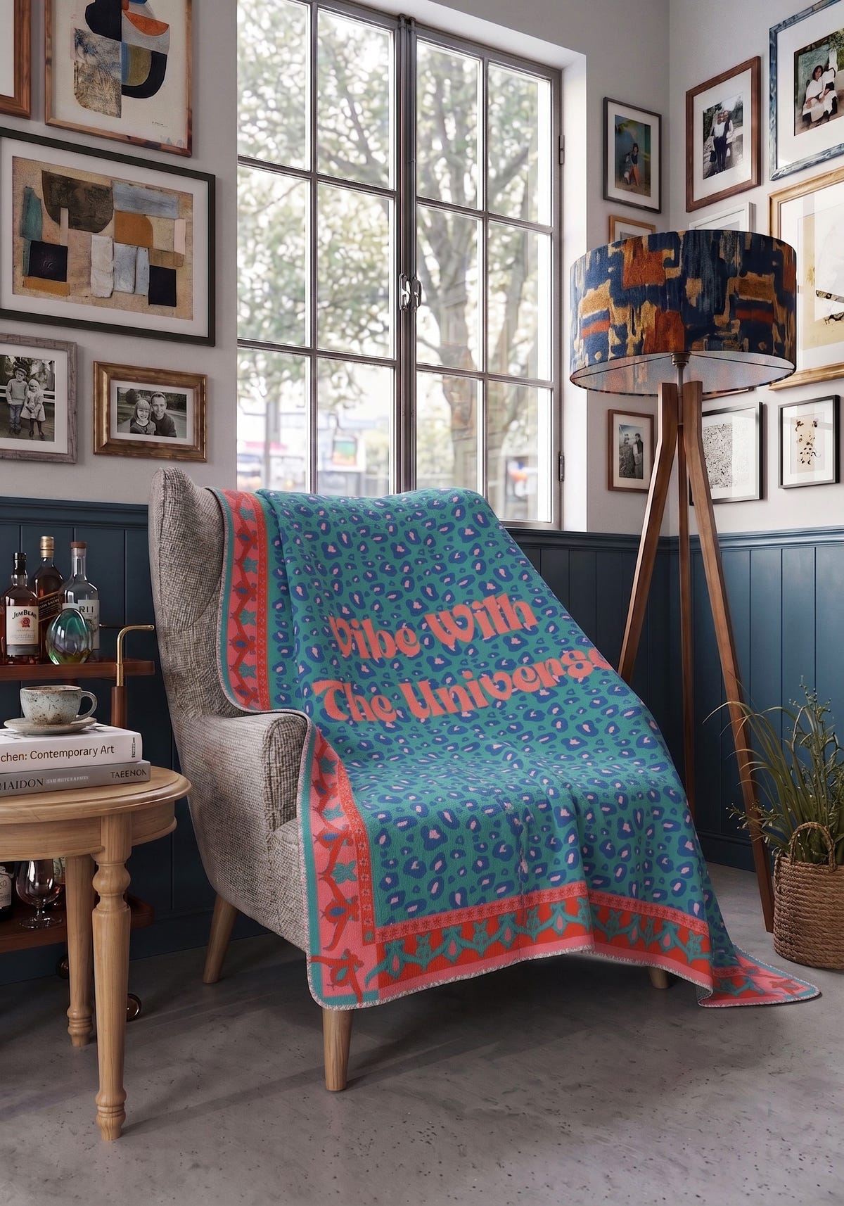 Vibe With The Universe Turquoise Throw Blanket