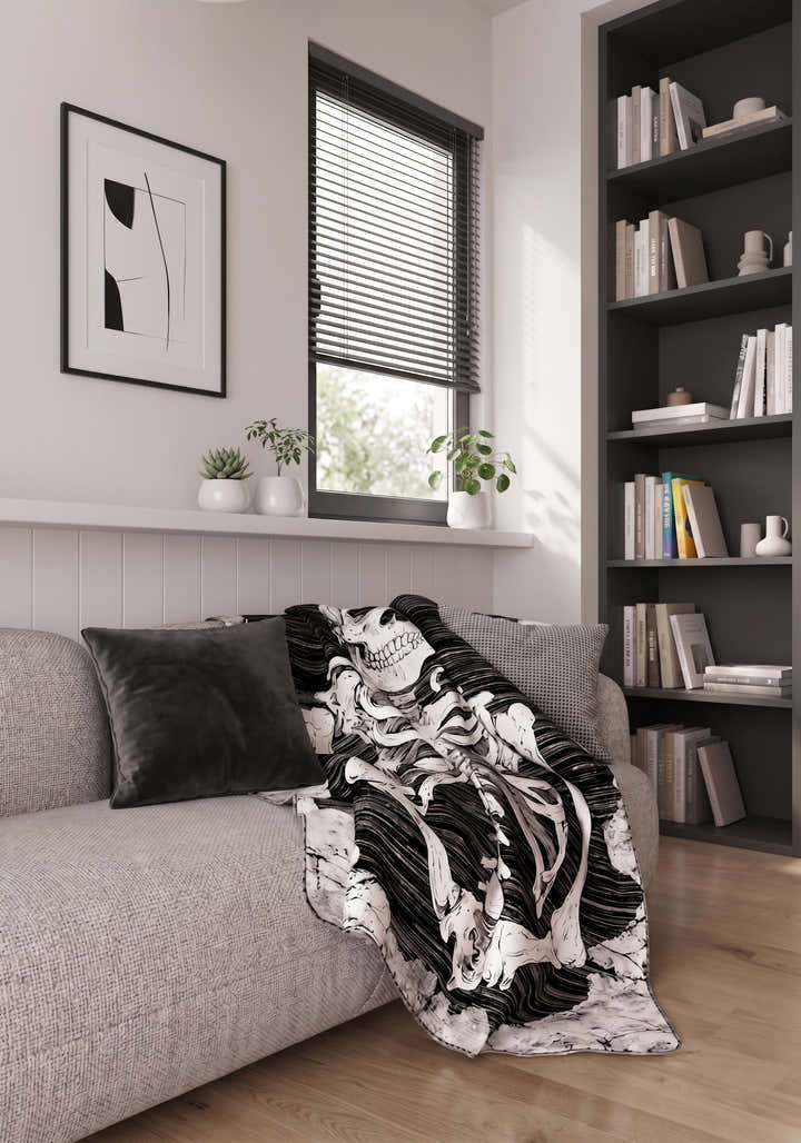 Phantom Halloween Skeleton Blanket
