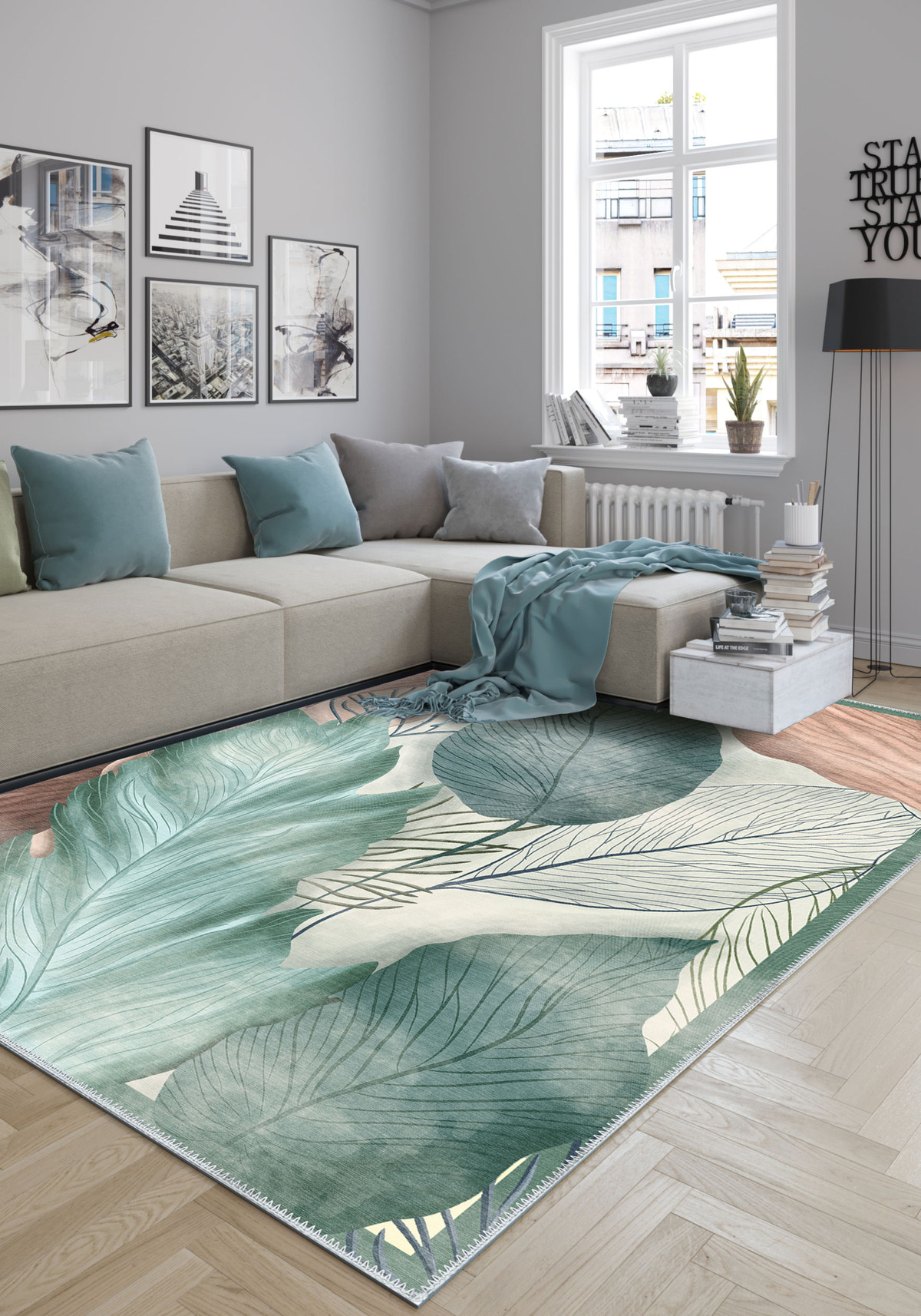 Althea Green Floral Rug