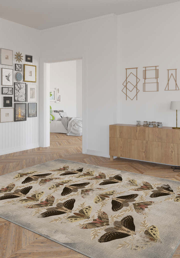 Celestia Beige Moth Rug