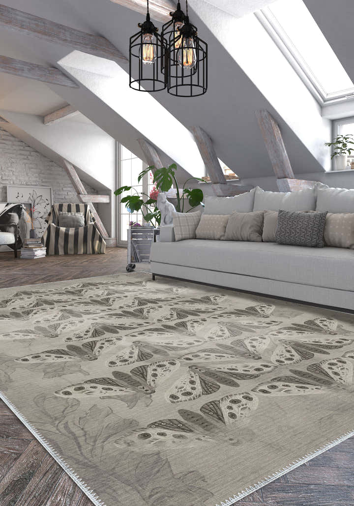 Celestia Grey Butterfly Rug