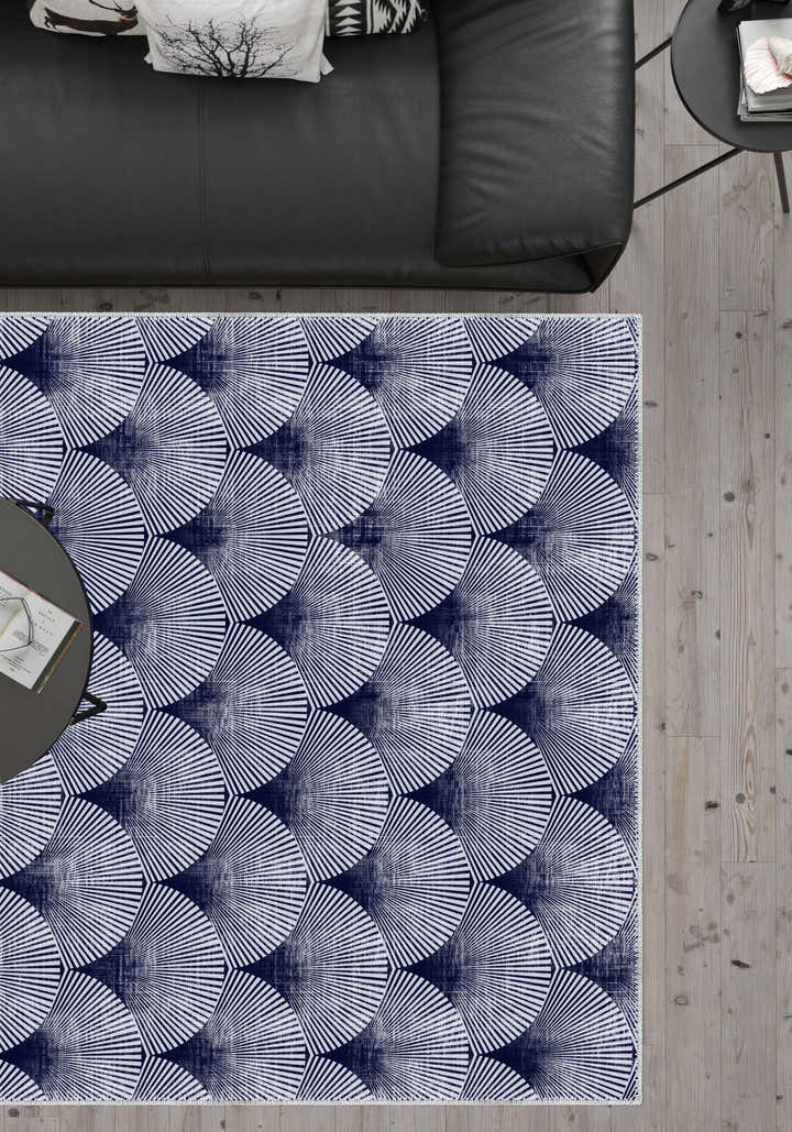 Addison Blue Modern Washable Rug