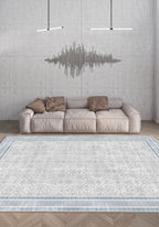 Alexis Blue Bordered Grey Rug