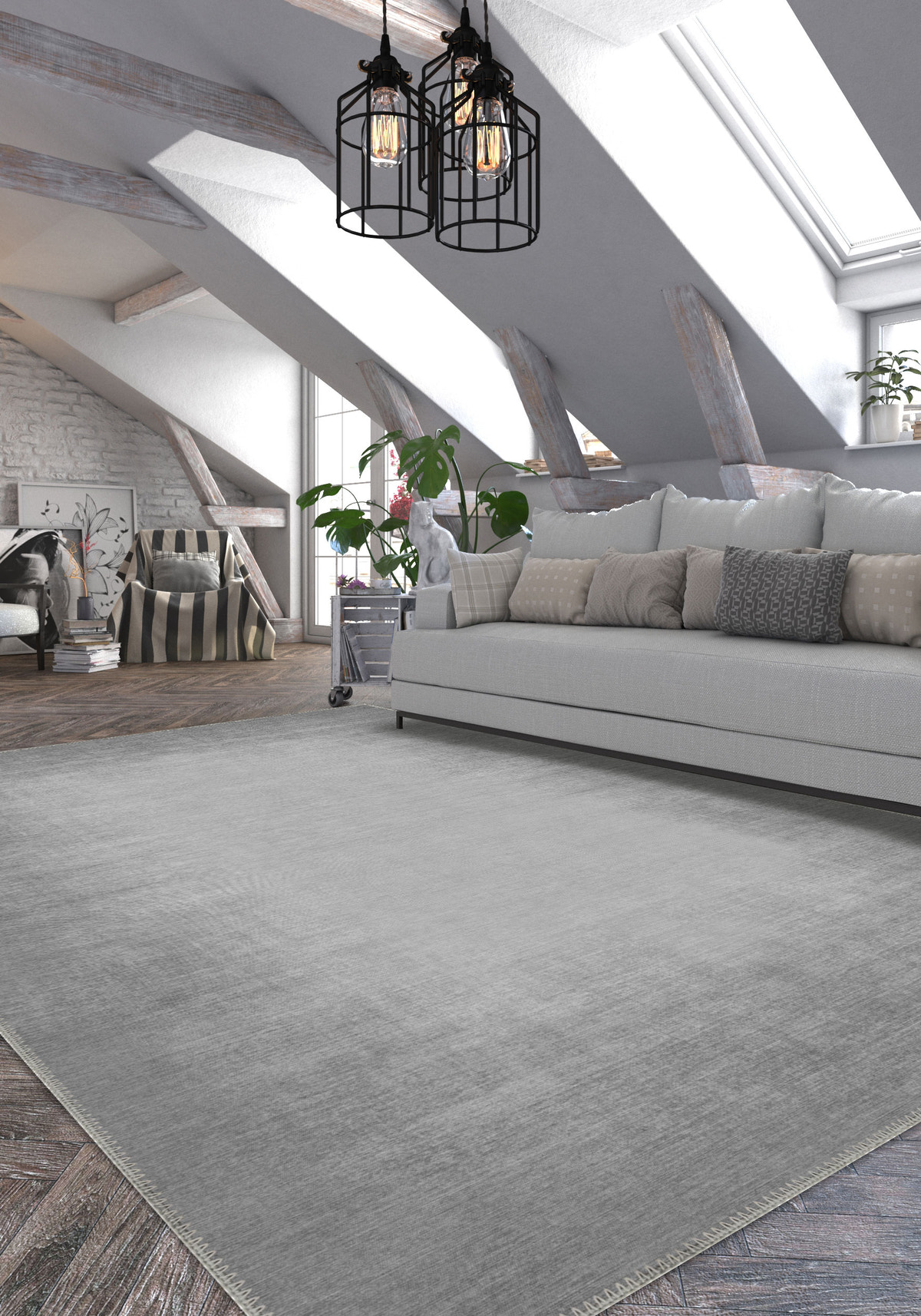 Olivia Grey Bordered Rug