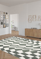 Mini Green Checkered Retro Rug