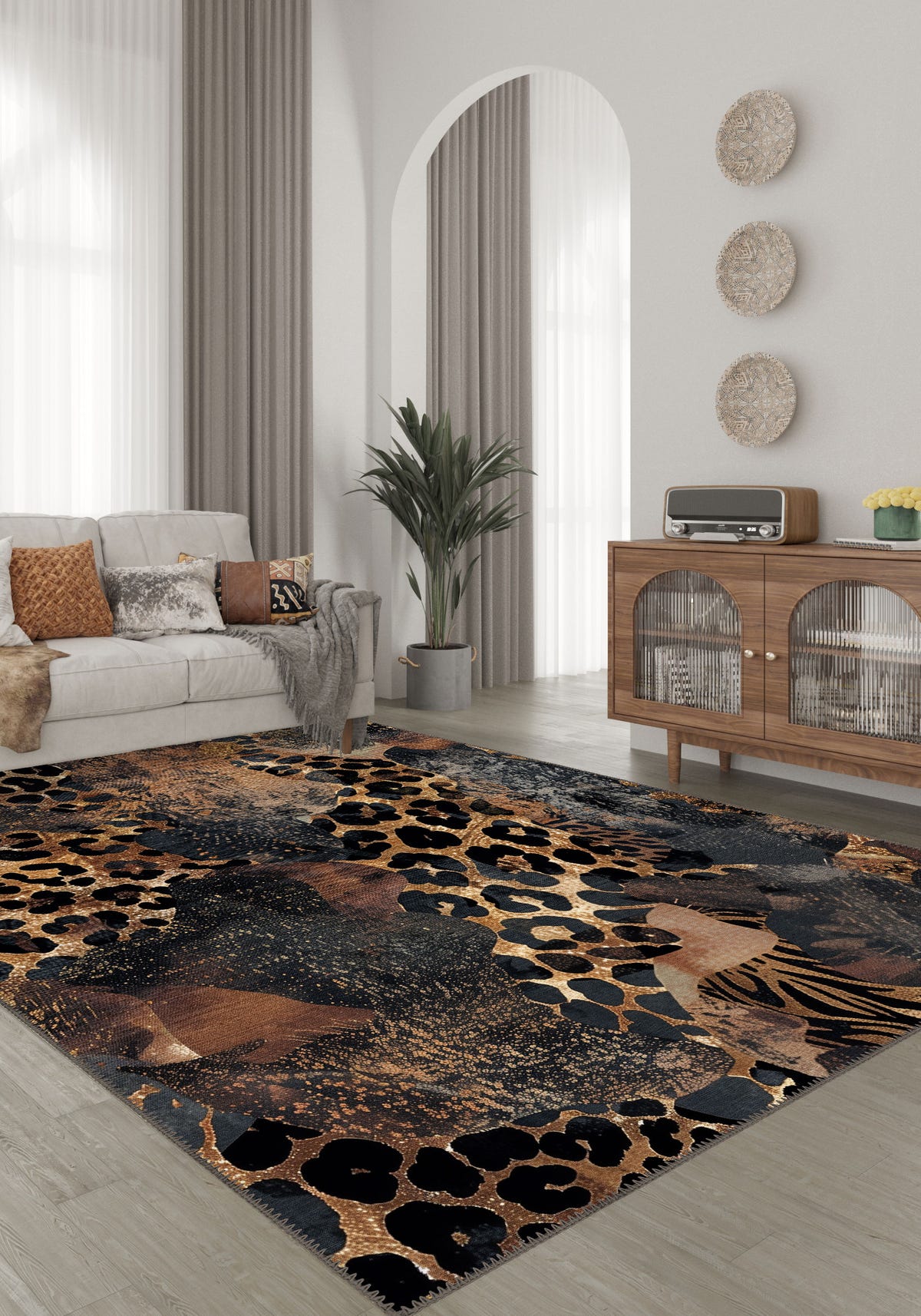 Caius Brown Animal Print Rug