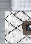 Freya White Geometric Washable Rug