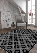 Hesper Black and White Checkered Rug