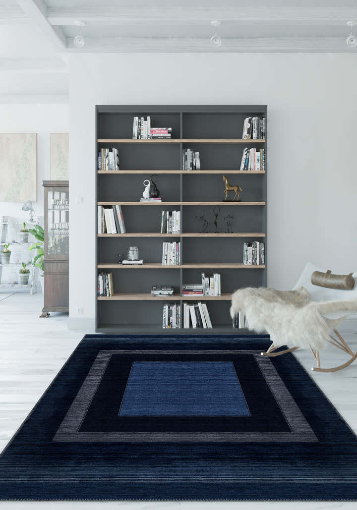 Mila Modern Navy Washable Rug