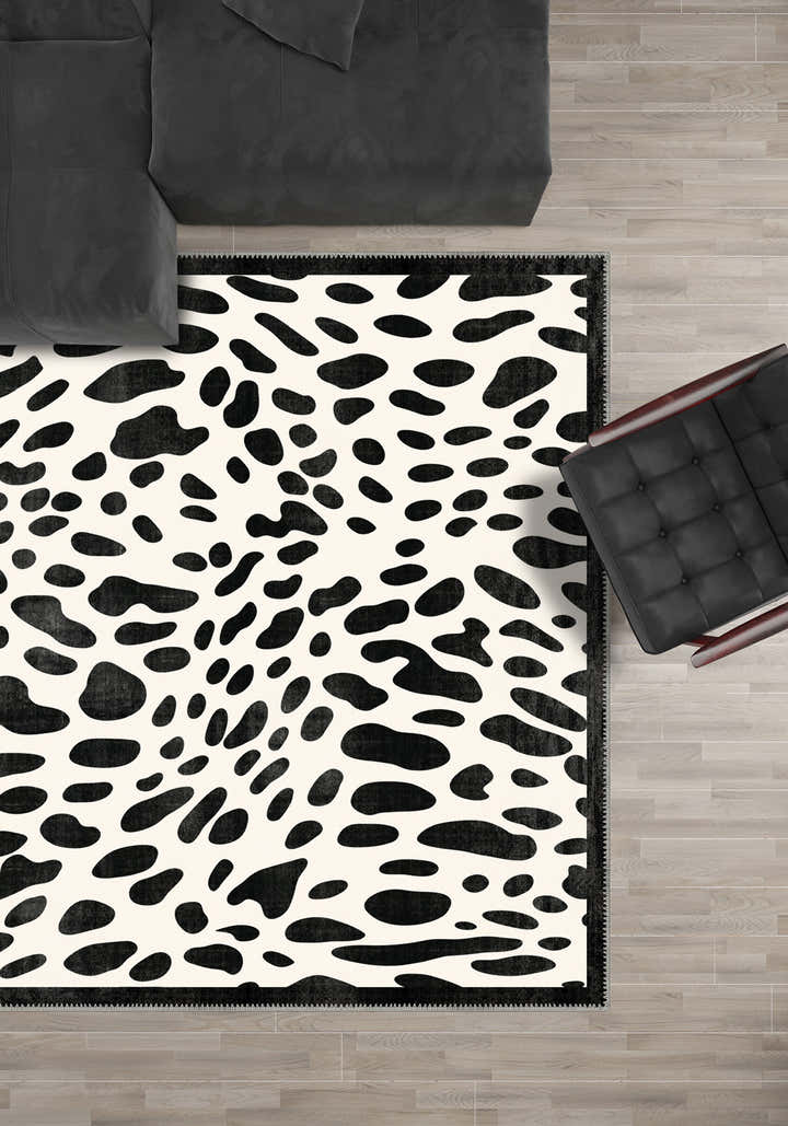 Dalmatian Black Bordered Animal Print Rug