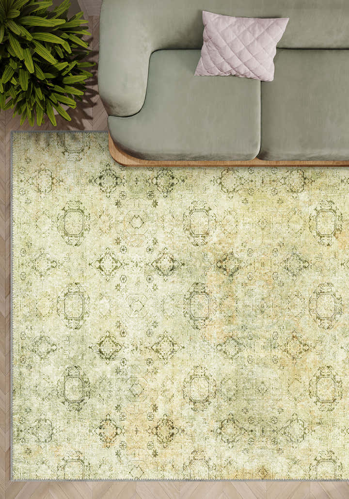 Ariana Green Vintage Washable Rug