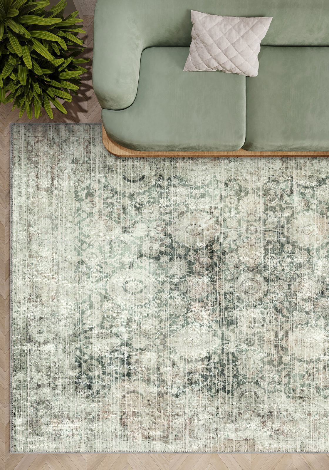 Ethan Green Erased Rug