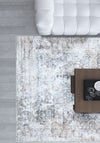 Ethan Brown Blue Erased Rug