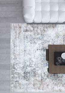 Ethan Brown Blue Erased Rug