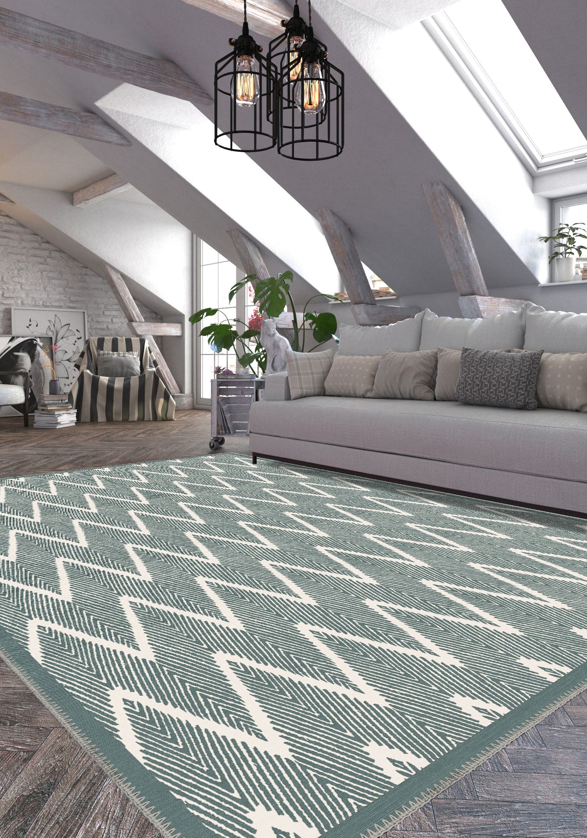 Siena Geometric Teal Rug