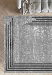 Ayden Grey Bordered Rug