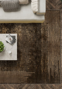 Ayden Bordered Brown Rug