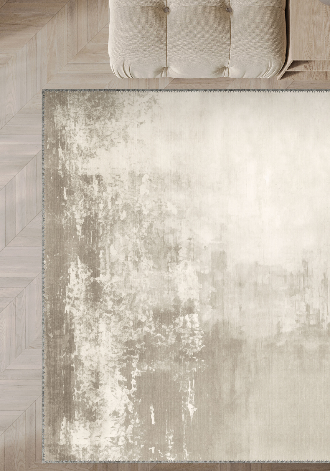 Gabriella Cream Abstract Washable Rug