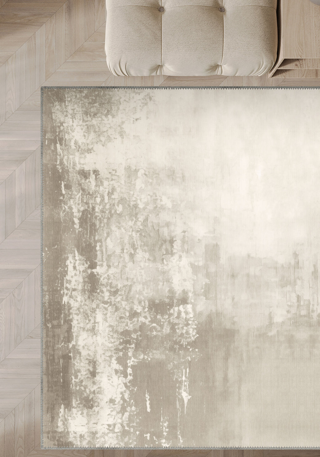 Gabriella Cream Abstract Washable Rug