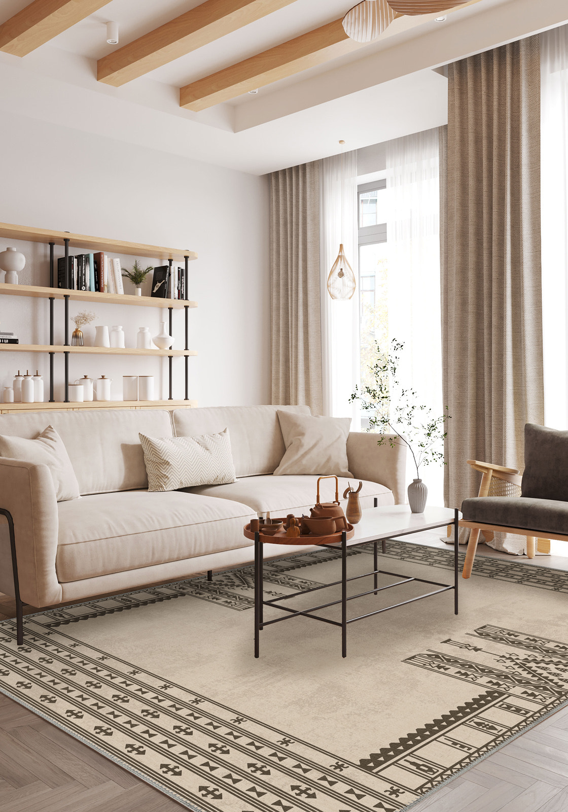 Kora Beige Nordic Rug