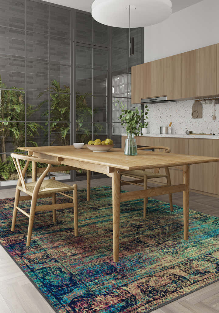 Aeron Teal Industrial Rug