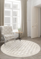 Minimalist round rug for living room.