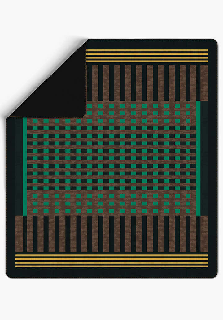Quillon Black Green Checkered Blanket