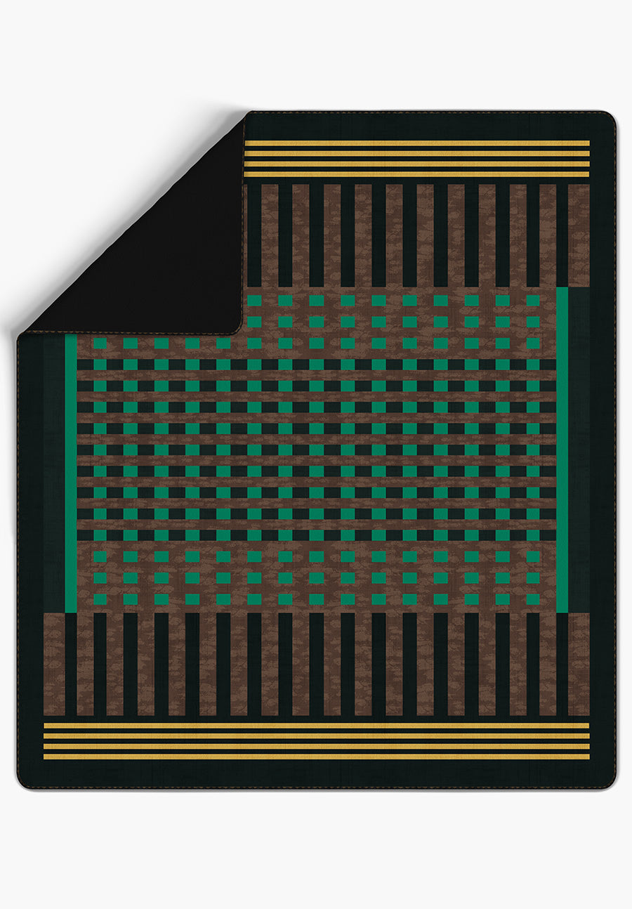 Quillon Black Green Checkered Blanket