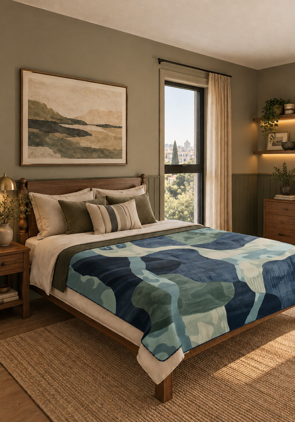 Evander Blue Camouflage Blanket